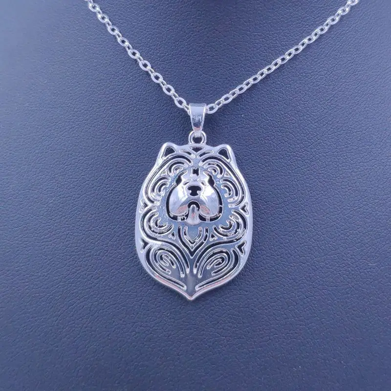 Chow Chow Dog Animal Pendant Necklace Gold Silver Plated Jewelry For Women Male Female Ladies Punk Cute Cartoon AKC  N159