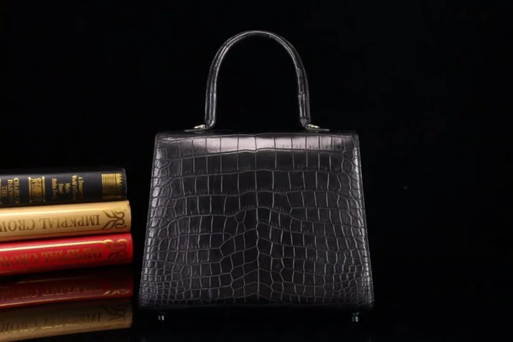 Hot selling style 100% Real/Genuine Crocodile belly Skin Leather tote shoulder bag medium size top handle cute women bag