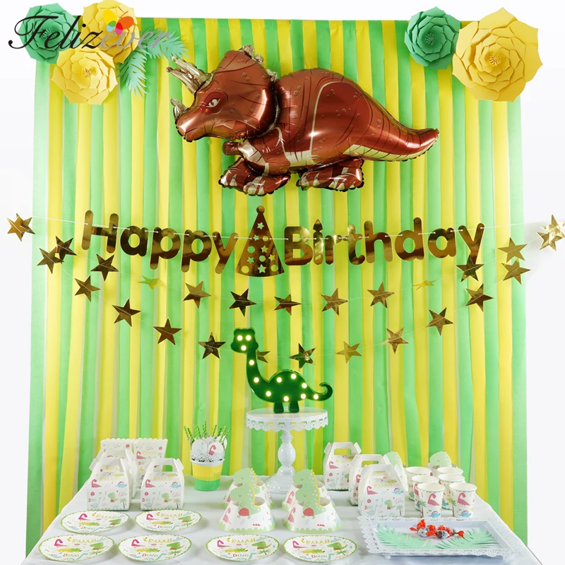 Dinosaur Birthday Party Supplies Kids Boy Party DIY Decoration Backdrop Tableware Banner Balloon Rex Theme Party Kindergarten