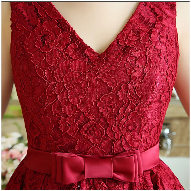 2019 Spring New Fashion Bridesmaid Dress Sleeveless Sexy V-neck Wedding Party Dress Knee Length Back Lace Up Haute Couture