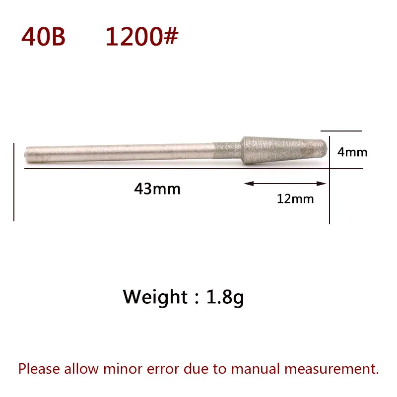 5/10pcs Grit 600/1200 Diamond Grinding Head 1-4mm Rotary Drill Bits Burrs Metal Stone Jade Engraving Carving Tools B Needle