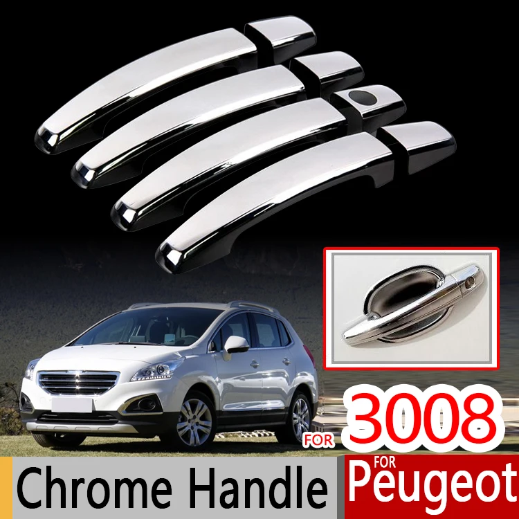 

For Peugeot 3008 Chrome Handle Covers Trim Set of 4PCS 2008-2016 Good Quality Car Accessories Stickers Car Styling 2012 2015