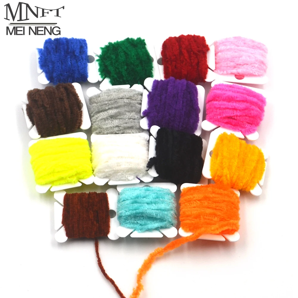 MNFT 2 Cards Fishing Flies Tying Body Material Fly Tying Tinsel Chenille For Woolly Bugger Worms Rayon Chenille Yarn Fly Fishing