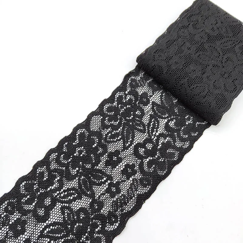 High Quality 1Yards Flower Pattern Elasticity Lace Fabric Ribbon Lace Trim Ribbon Diy Craft Fabric 7CM Width African Fabrics