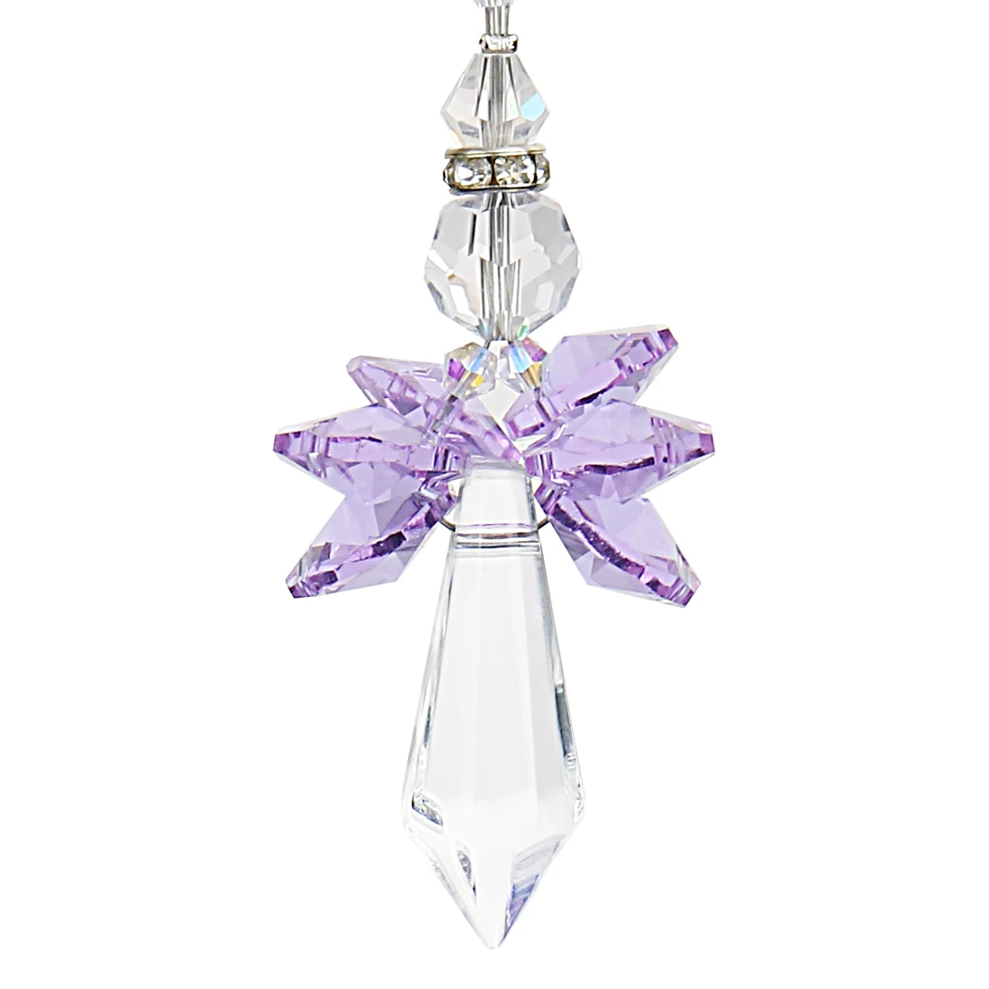 H&D Rainbow Angel Suncatcher Crystal Guardian Angel Chakra Sun Catchers Rear View Mirror Car Charm Home Wedding Decor (Purple)