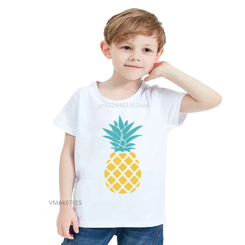 2018 Summer Girls & Boys Short Sleeve T shirt Children Pineapples Print Casual T-shirt Baby Kids Funny Fruit Clothes,HKP5705