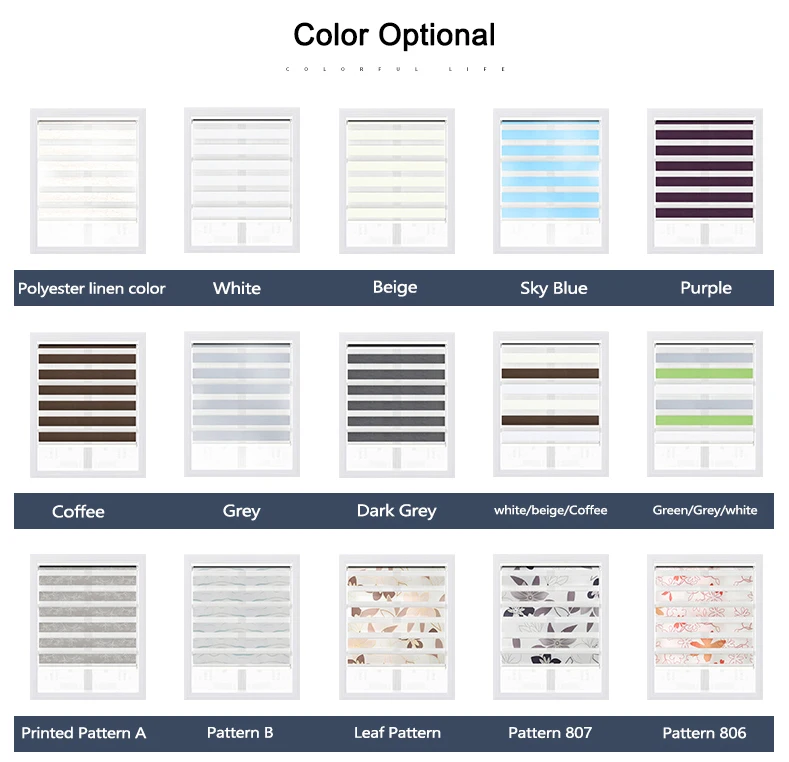 CASAYA-Transparent Zebra Blinds, Double Layer Light Shading Window Roller Blinds for Living Room Bedroom Study Custom size