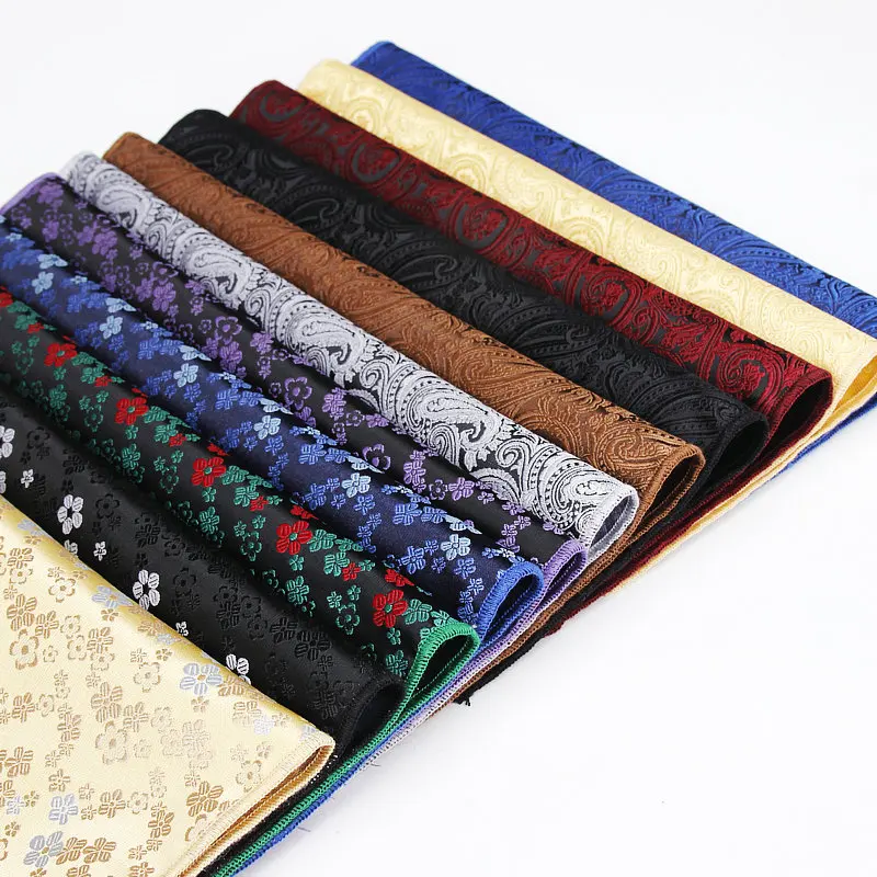 Brand Paisley Silk Handkerchiefs Mens Flower Pattern Hanky Mens Casual Square Pockets Handkerchief Wedding Fashion Hankies Towel