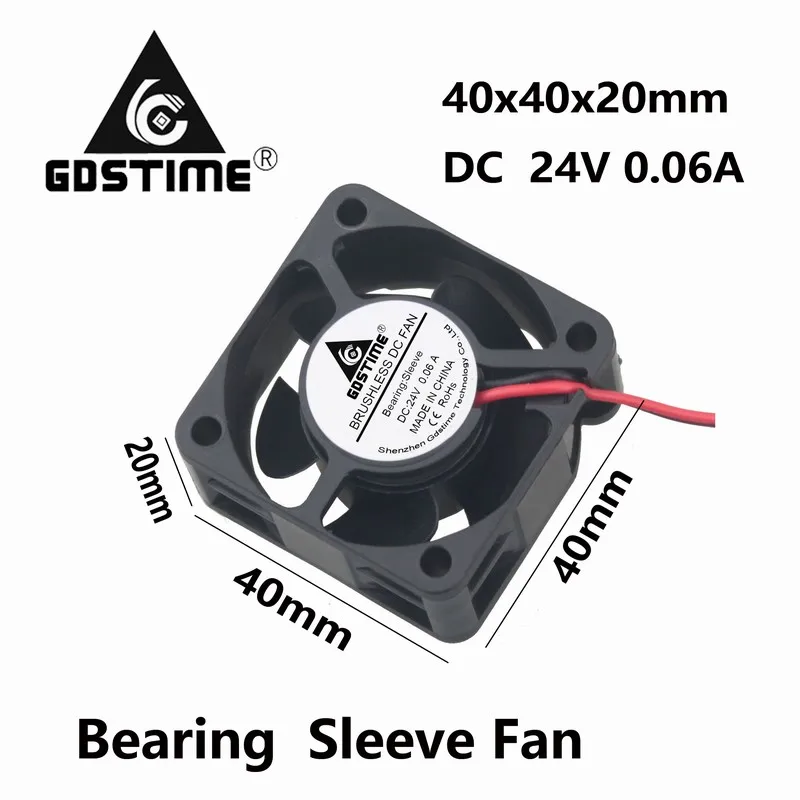 Gdstime 1 Piece 24V 4cm 40x40x20mm DC Brushless Cooler Cooling Fan 40mm x 20mm 4020 2Pin 0.06A