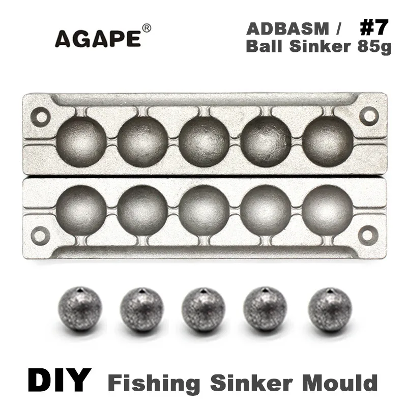 Agape DIY Fishing Ball Sinker Mould ADBASM/#7 Ball Sinker 85g 5 Cavities