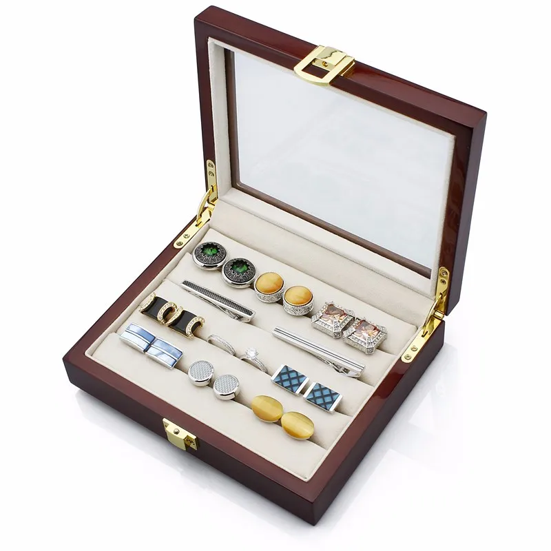 HAWSON-caja de exhibición de madera marrón oscuro, almacenamiento de joyas de lujo, el mejor regalo para marido, cumpleaños, organizador de joyas