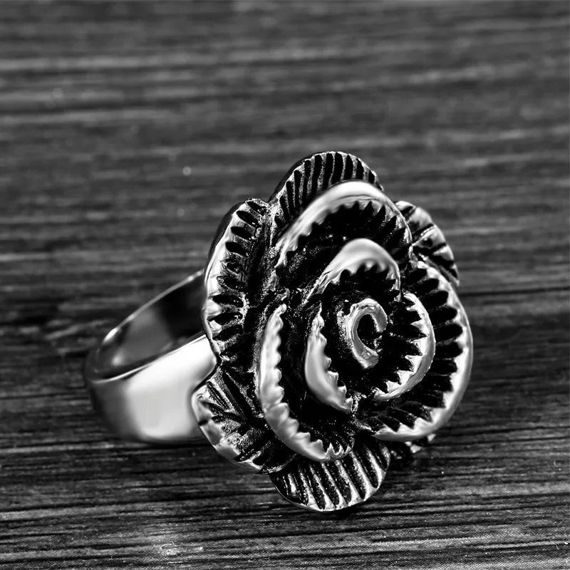 Female Stainless Steel Trendy Simple Women Jewelry Ladies Rose Flower Fancy Rings For Party Gifts