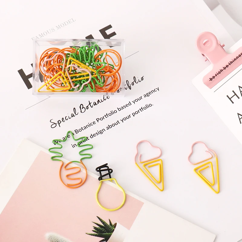 Double Color Clip Pineapple Cute Shape Decorative PaperClip Paper Clips Decorative Kawaii Stationery Office Paper Clips Metal