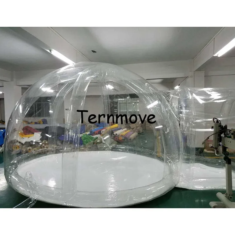 inflatable half clear dome tent for hiking,Giant Outdoor Single Tunnel New Arrival Half Transparent Inflatable Bubble Tent