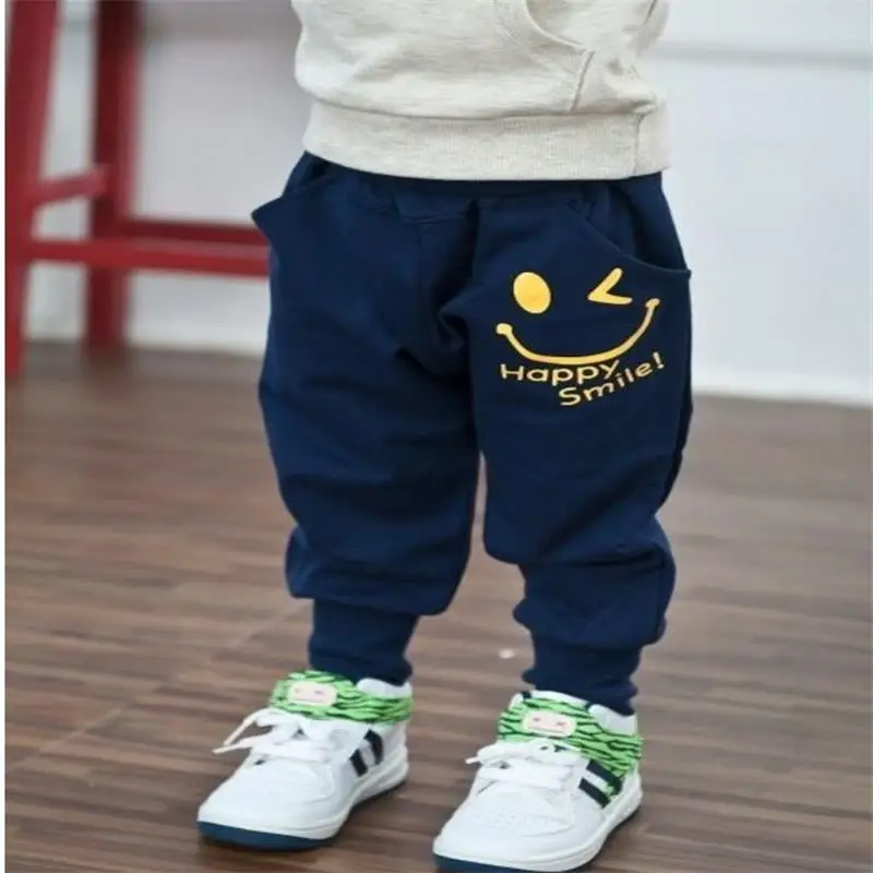 2018 Fashion Boys Harem Pants Children Casual Trousers Happy Smile Denim Kids Boots Pant Boys Clothes Autumn Winter 90-130 Hot