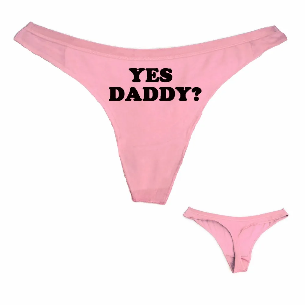 Dong King Lady Sexy Thong Panties YES DADDY Letter Print Funny Women Cotton T Underwear White Black Pink