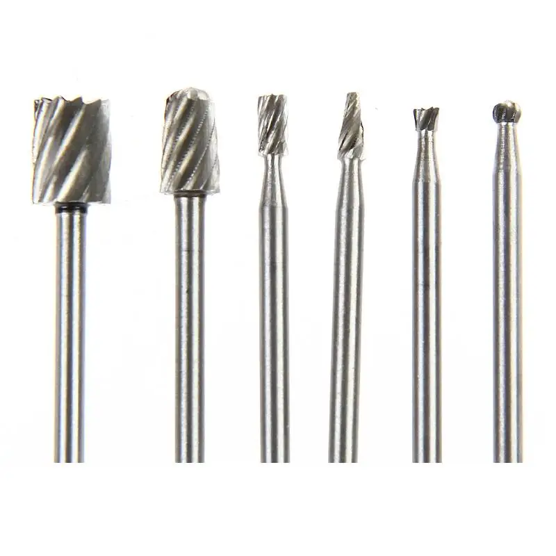 6 pçs dremel ferramentas rotativas hss mini broca conjunto de corte roteamento roteador moagem bits fresas para escultura em madeira corte ferramentas