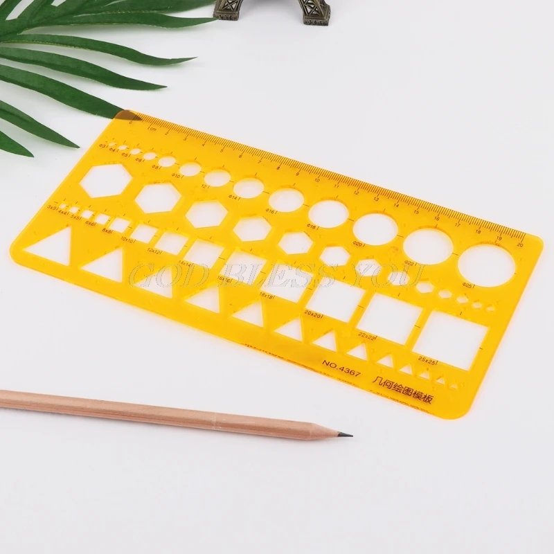 K Resin Ruler Circles Squares Triangle Geometric Template Ruler Stencil Measuring Tool Ruler School Accessories Drop Shipping