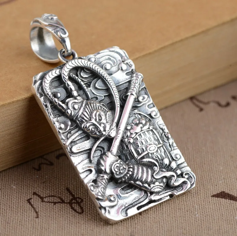 New S925 Sterling Silver Pendant Jewelry Silver process fighting over the Buddha Sun Wukong Pendant NEW