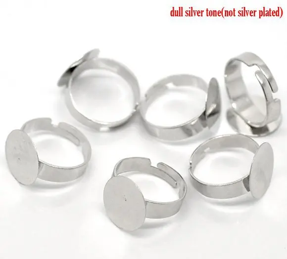 

free shipping!!!!!500pcs/lot Silver Tone Adjustable Ring Base Blank Glue-on 18.3mm