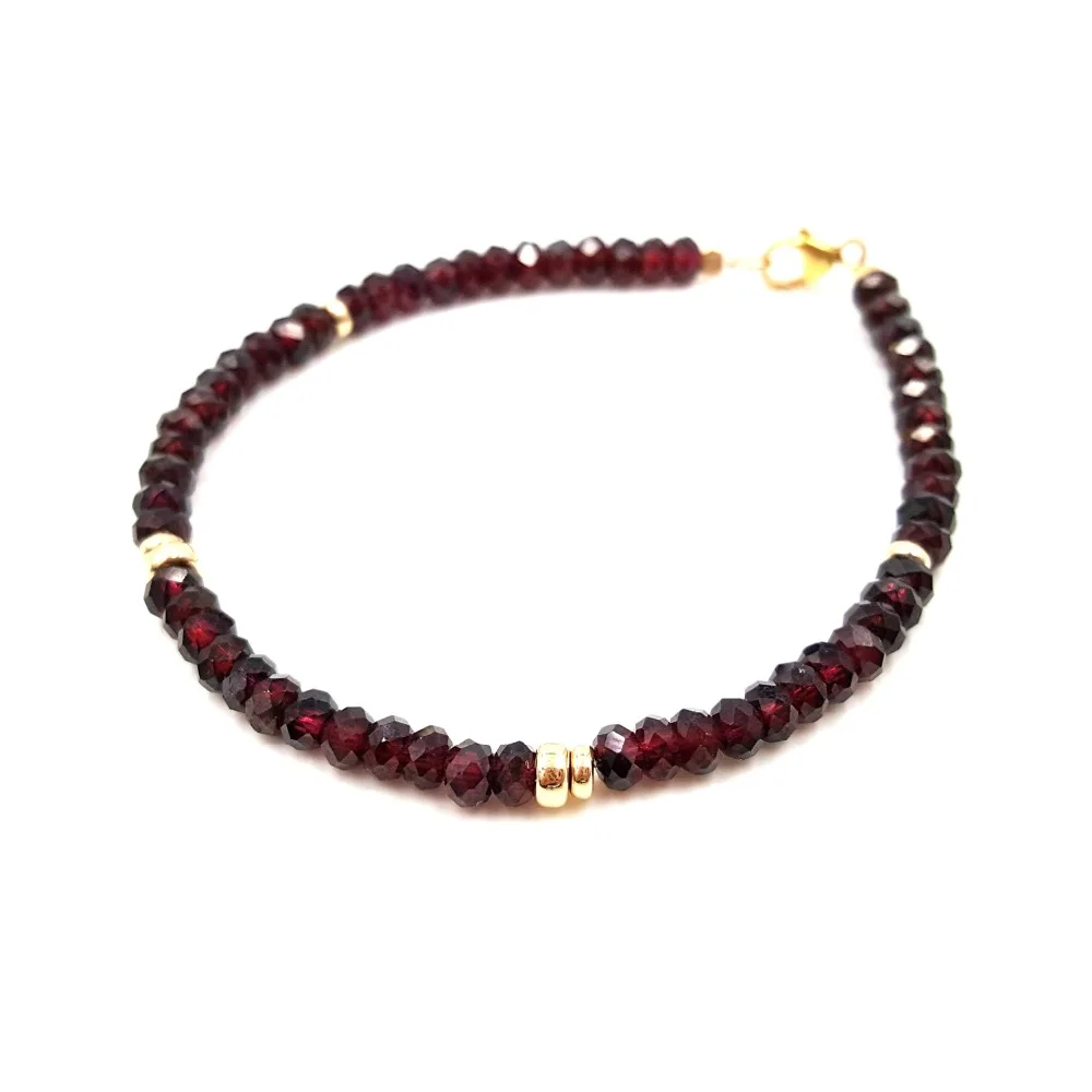 Lii Ji Natural Gemstone Garnet 925 Sterling Silver Gold Plated Sparkling Delicate Jewelry For Women Men