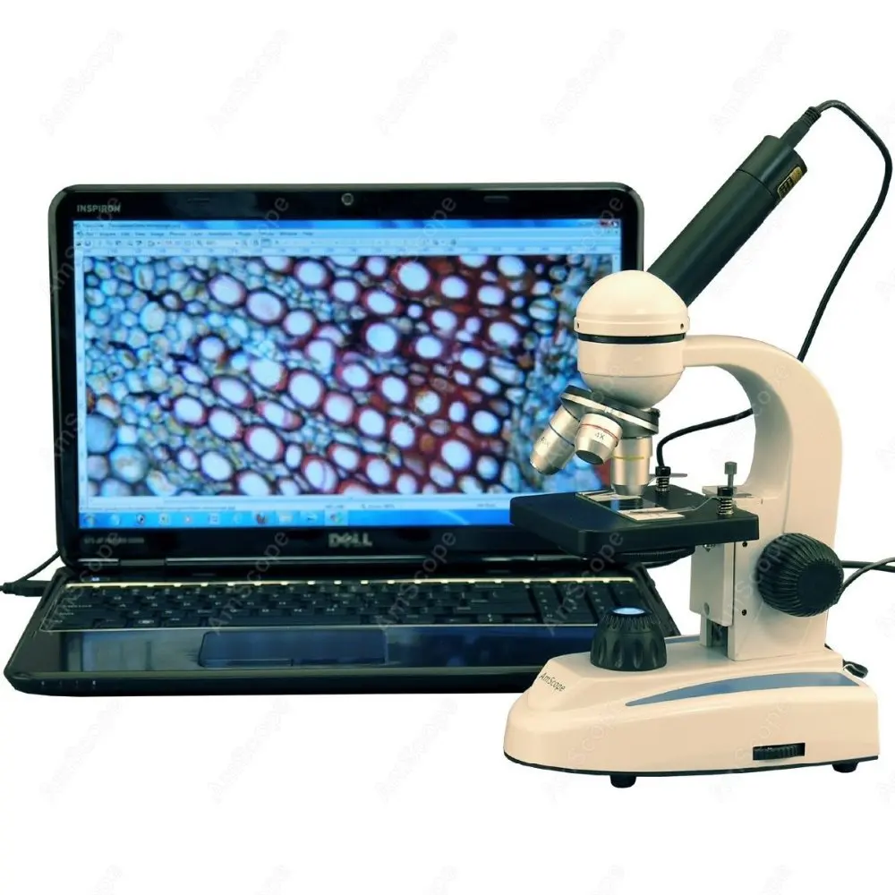 

Digital Student Microscope--AmScope Supplies 40X-1000X Metal Frame Glass Optics Digital Student Microscope + 1.3MP USB Imager