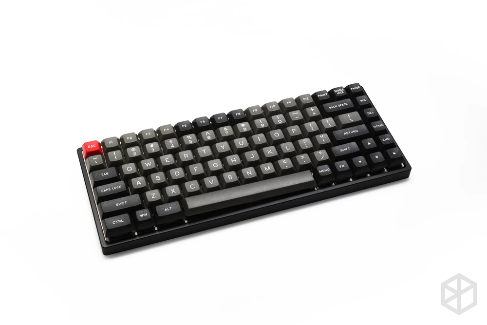 Anodized Aluminium flat case with metal feet for custom mechanical keyboard black siver grey colorway for xd84 75%