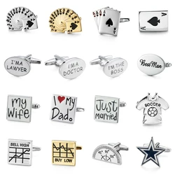 XKZM Brand Cuff Links Poker Cards Charm Stock lawyer Doctor Gemelos Novelty Cufflinks For Mens Gemelos wedding Business gift