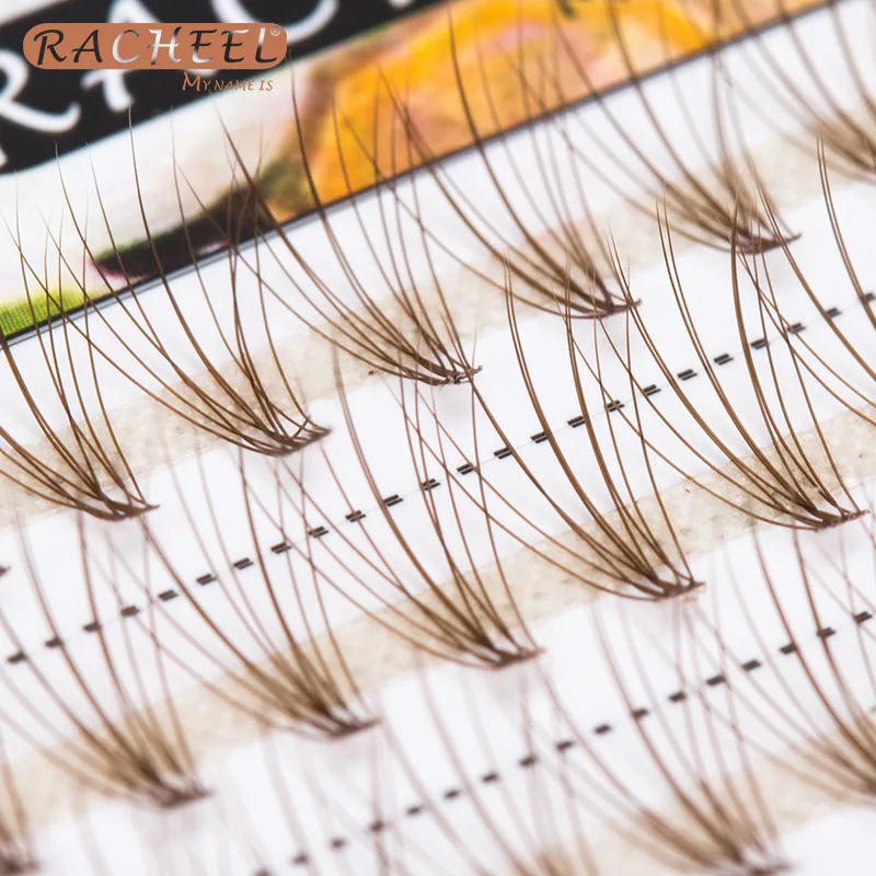 Caramel Color Grafted False Eyelashes 10D 0.07 Individual Cluster Silk Eyelash Natural Thick Grafting Lashes