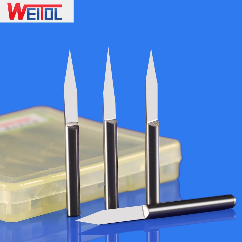 WeiTol 5 pcs/lot 3.175mm shank V shape engraving bits shaper taper router bits PCB end mill wood cutting bits 38mm