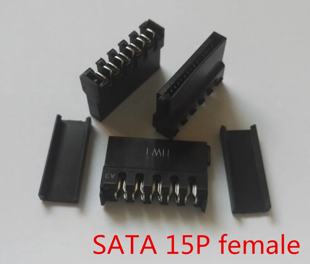 30PCS/1LOT Pierce type female SATA PC computer ATX hard disk power connectors plastic shell with 180 or 90 degrees cap Housing