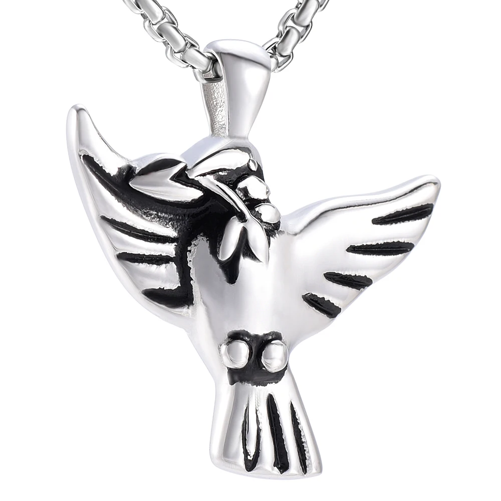 Hold Olive Branch Bird Stainless Steel Cremation Urn Pendant Necklace Ashes Holder Keepsake For pet remains jewelry