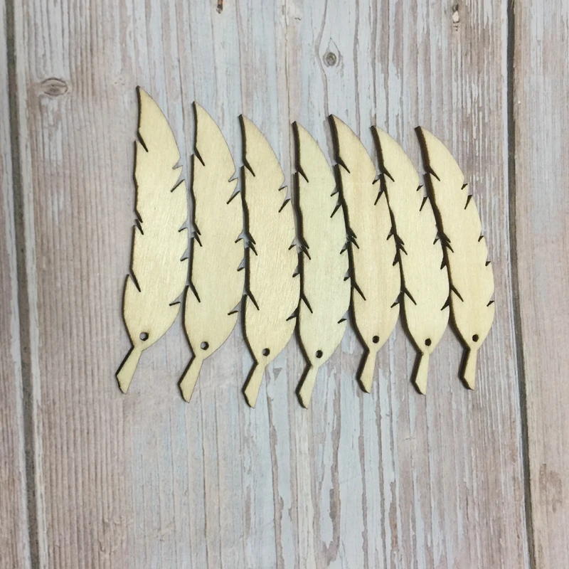 set of 50pcs wood feather earring blanks laser cut wood jewelry shapes