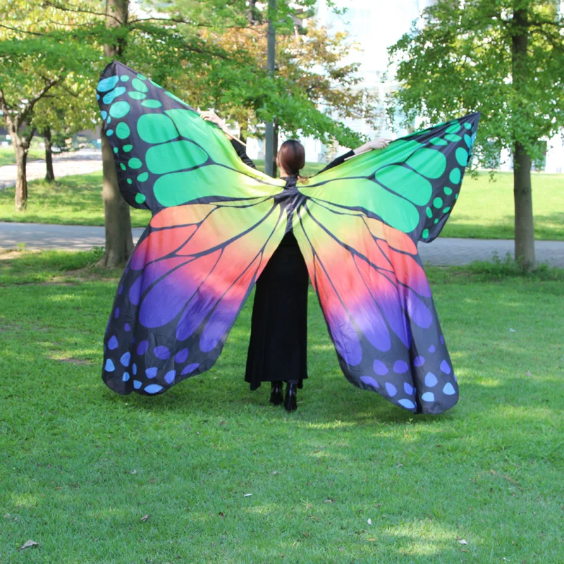 

2017 New Design Belly Dance Butterfly Isis Wings Multi-Color 360 degree dancing Wings belly dance Props Acccessory with Sticks