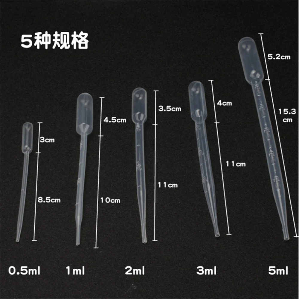 100Pcs Plastic Disposable Graduated Transfer Pipettes Eye Dropper 5ML