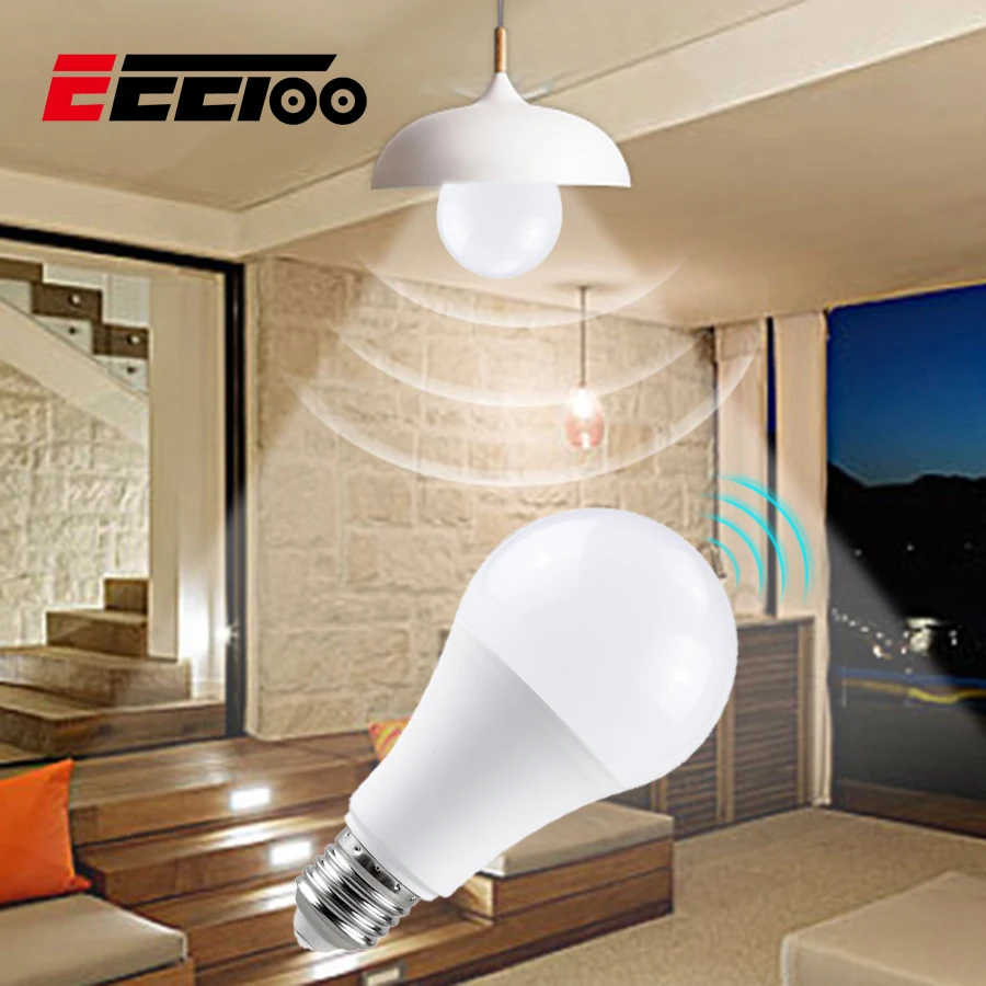 EeeToo LED Night Light Radar Sensor Light Bulb E27 AC 85-265V Dusk to Dawn Smart Motion Sensor Night Lamp for Home Garden Lights