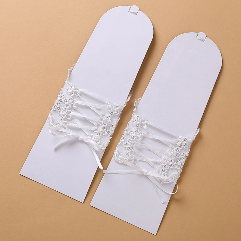 Guantes novia sin dedos para mujer, elegante guante encaje blanco con diamantes imitación, accesorios boda