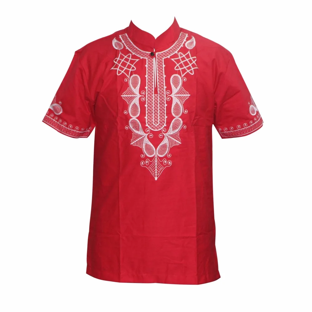 Brand Mr Hunkle African Men\'s T-shirt Short Sleeve Stand Neck Smart Casual Shirts Emboridery Dashiki Top Tees