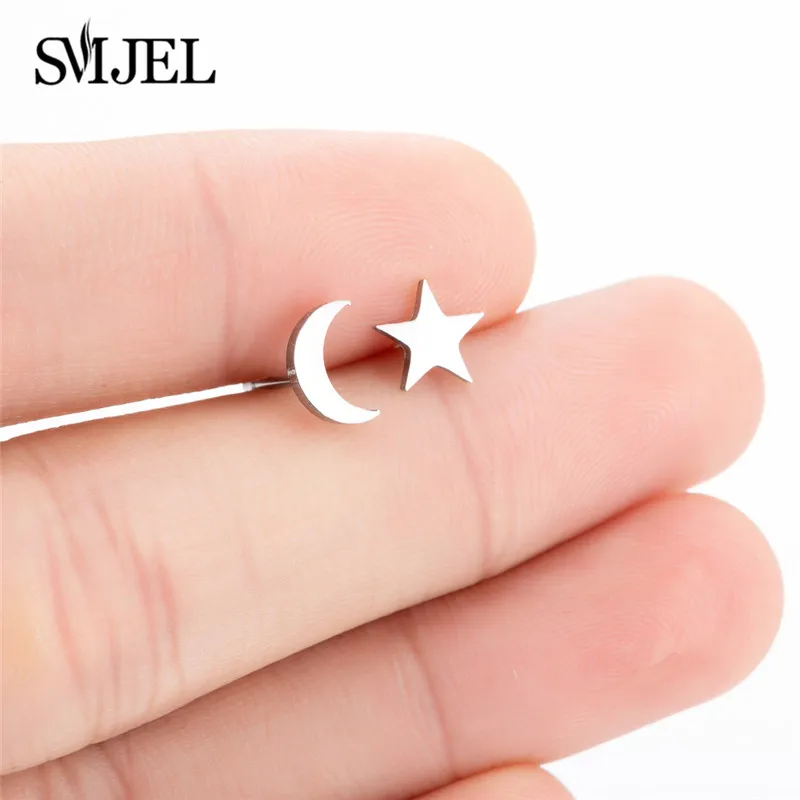 Smjel winzige Monds tern Ohr stecker Edelstahl jeden Tag Teen Schmuck Ohrringe Muttertag himmlischen Geburtstags geschenk Bijoux