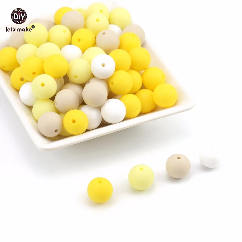 Let's make Silicone Beads Yellow Series 15mm 10pc DIY Accessories Chewable Beads Food Grade Teething Nursing Baby Teether