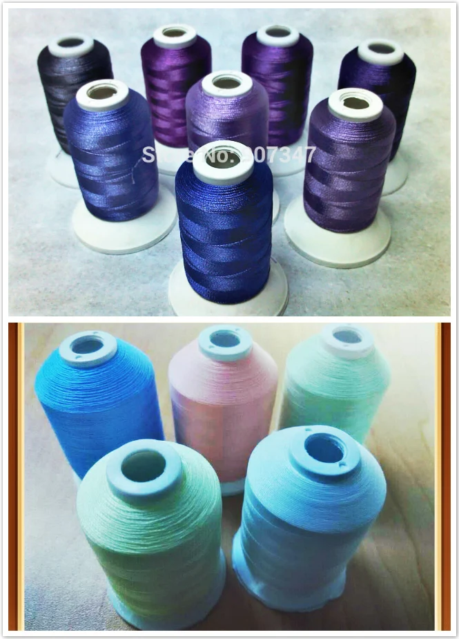 Simthread New Violet Series 100% Polyester Machine Embroidery Filament 500m*8 +Glow In the dark Thread 1000m*5 Colors 100% Nylon