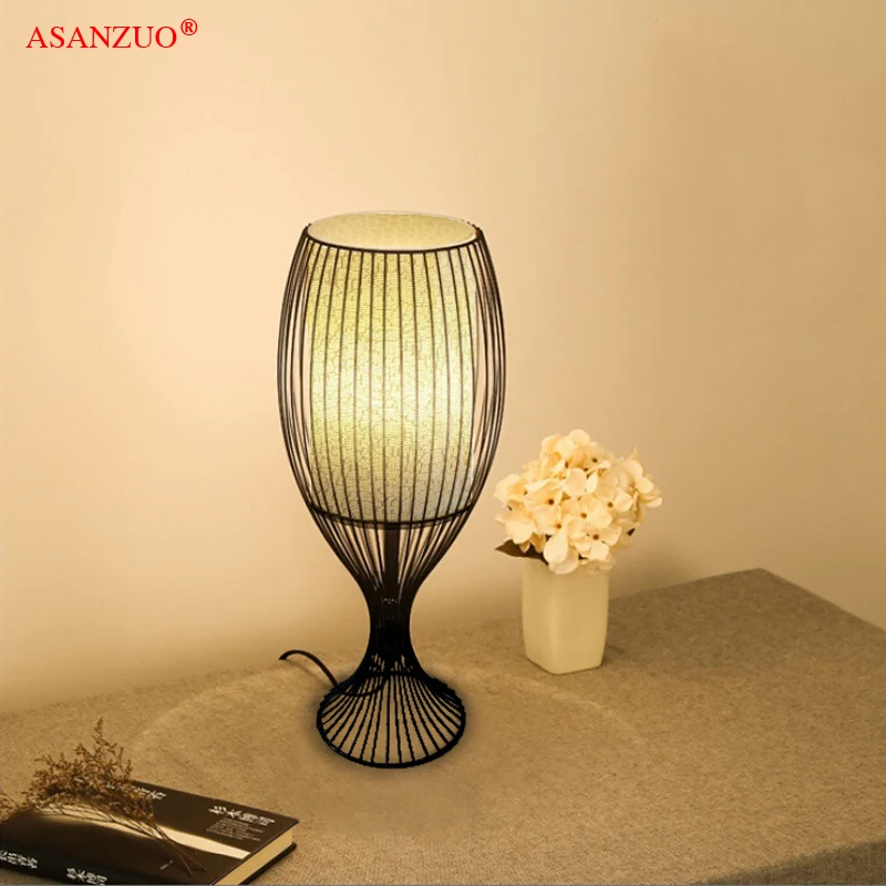 

Modern Minimalist Metal Paint Hollow Diamond Design Cloth Table Lamp E27 LED Living Room Bedroom Decor Desk Light