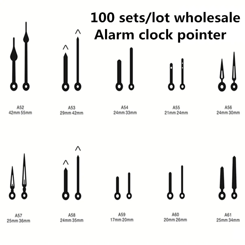 100 sets/lot Alarm Clock hand Accessories Metal Needle Pointer Minute/Hour Hand Set DIY Alarm Clock pointer Home Decor