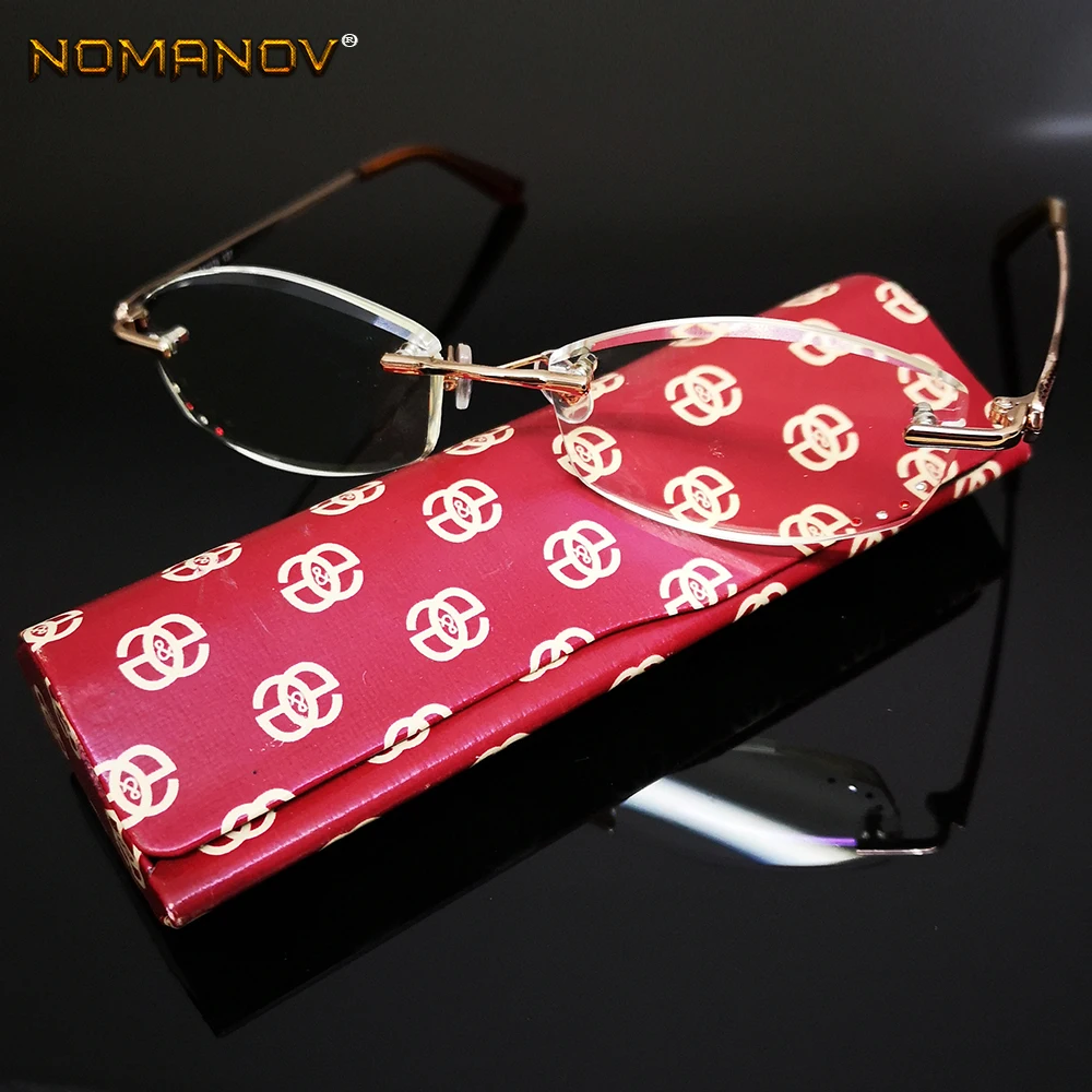 

Luxury British Lady Diamond Cutting 100% Titanium Alloy Rimless Frameless Reading Glasses + Box +0.75 +1 +1.75 +1.5 +2 to +4