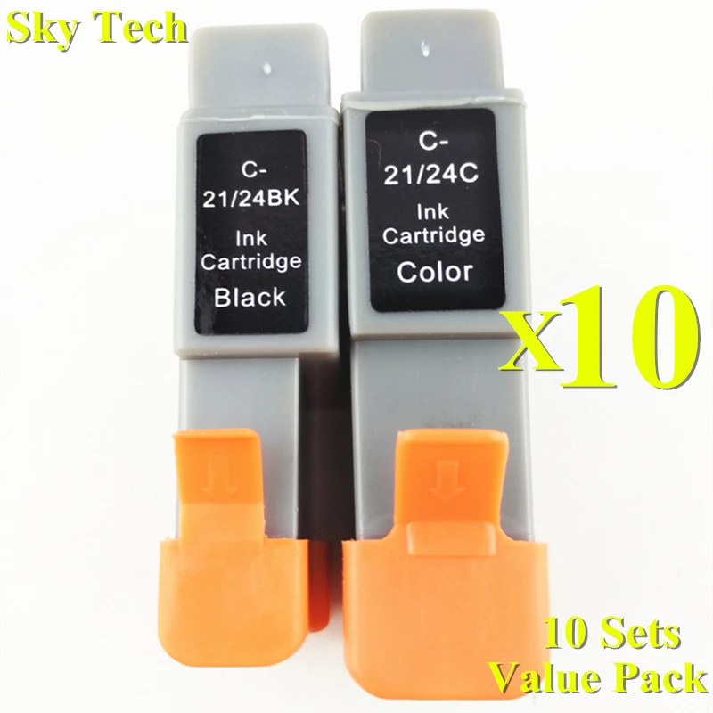 20X BCI21/24 BK/C Compatible Ink Cartridge For Canon C21 C24 For Canon iP1000 iP1500 iP2000 MP110 MP130 MP360 MP370 MP390 MPC190