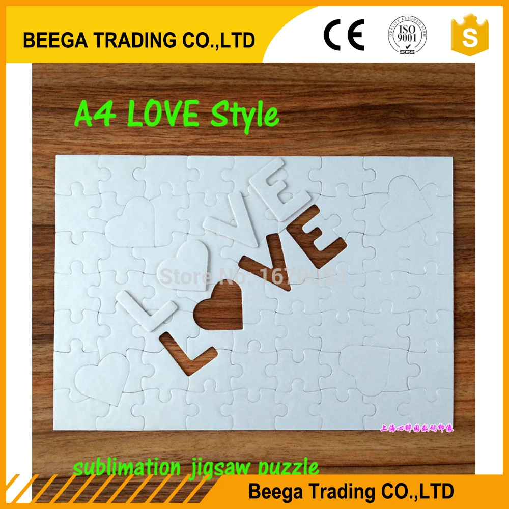 A4 LOVE style sublimation blank puzzle 10 pcs/lot DIY Sublimation Blanks Puzzle for Photo Print Heat Transfer Puzzle