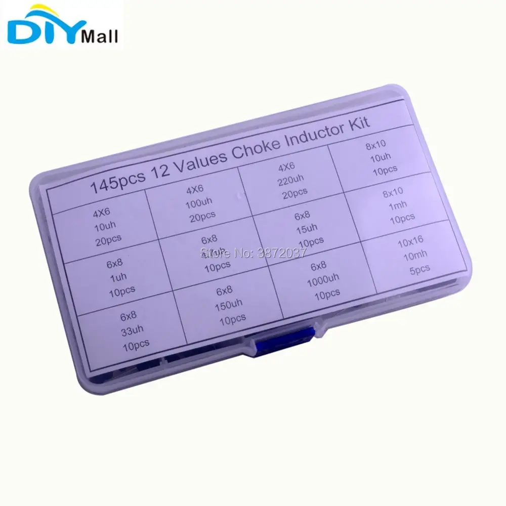 145 pz/set Induttore Choke Assortimento Kit + Scatola di Plastica 12 Valori 10uH-10mH