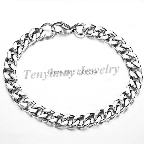 

Fashion men's titanium stainless steel antirust chain bracelet, lobster clasp, free shipping