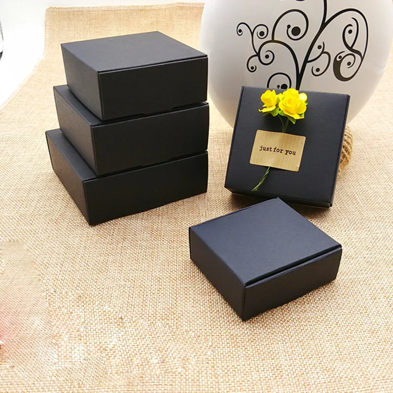 500pcs 3 Colors Kraft Craft Paper Jewelry Pack Boxes Small Gift Box For Biscuits Handmade Soap Wedding Party Candy Packaging Box