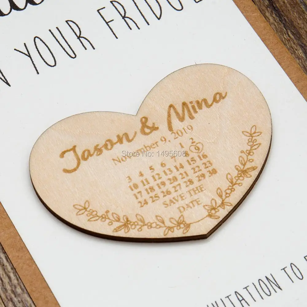 

Unique Wedding Invitation - Save the Date Heart - Wedding Magnets Calendar